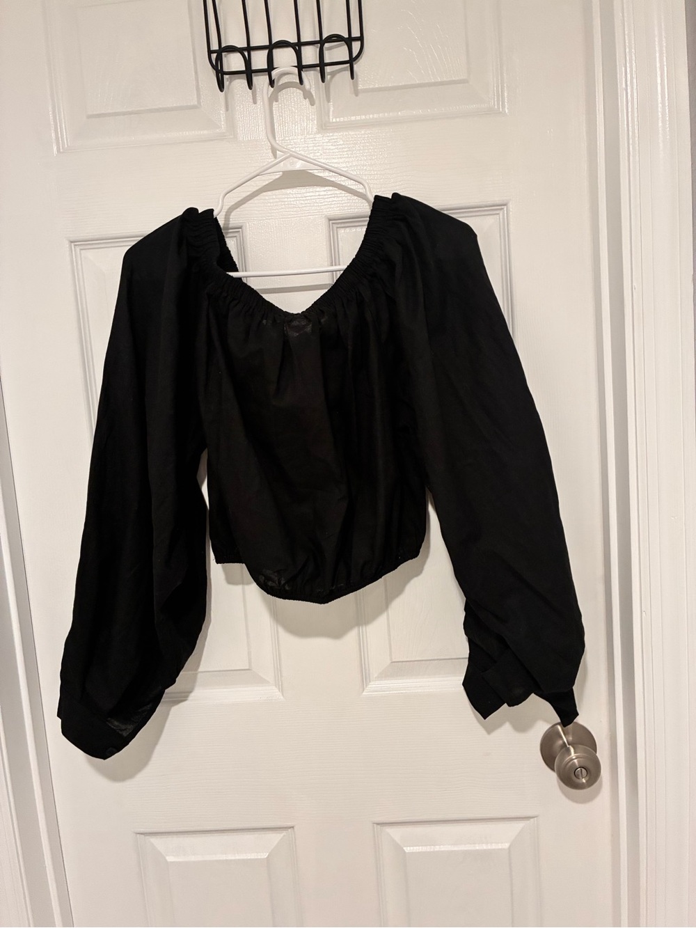 Women’s Black Off-Shoulder Puff Sleeve Top